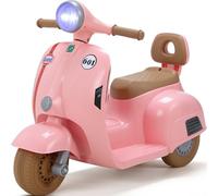 MAMIZO Moto Eléctrica Infantil 6 V, Motos electricas Infantiles de 3 Ruedas, con Adelante y atrás, Respaldo, Faro, USB, Pedales, música, 72x56x37 cm, 2km/h, máx 20kg, para niños 3-6 años, Rosa