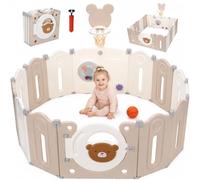 MAMIZO Parque infantil XXL plegable, Forma ajustable, Fácil de Almacenar | parque infantil con 12PCS Módulos,con mini cesta de baloncesto y tabla de juguetes,con ventosas fuertes en la parte inferior