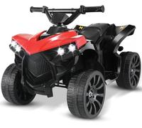 MAMIZO Quad eléctrico infantil de 6 V, con 3 km/h, reproductor de música MP3, trompeta, faros y carga USB, quad eléctrico para niños a partir de 3 años, rojo, 4 ruedas