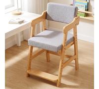 MAMIZO Silla para Niños Madera de Haya, Apta para Niños a Partir de 3 Años, con Altura Regulable y Cojín Cómodo, Silla de Comedor con Soporte hasta 120 kg, para Estudiar y Comer, Color Madera Natural