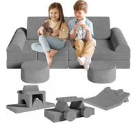 MAMIZO Sofá infantil con módulo de 15 piezas, sofá infantil modular, sofá infantil de espuma de bloques de construcción, sofá de juegos para niños, rincón acogedor en la habitación de los niños, para