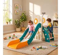 MAMIZO Tobogán Infantil, Tobogán para Niños 4 en 1,Toboganes Independientes | Tobogán Interior y Exterio, con Tobogán Largo, Escalada, Telescopio de Juego, Almacenamiento, Carga 60 kg, Verde Amarillento