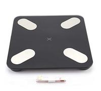 MAMJENNI Báscula digital de grasa corporal Bluetooth, para analizador de peso inteligente IMC con vidrio templado, monitor de composición corporal multifunción para uso en (Negra)