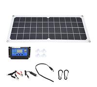MAMJENNI Cargador solar para teléfonos, puertos USB duales, panel monocristalino de alta eficiencia, compacto con controlador de 60 A para camping al aire libre, viajes, coche, RV