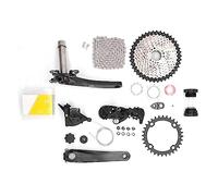 MAMJENNI Grupo de 9 velocidades 42T volante bicicleta cambio Kit manivela palanca de cambio trasero cadena conjunto (Plato 32T)