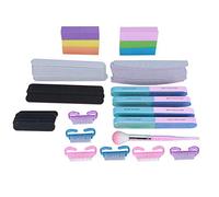 MAMJENNI Juego de limas de uñas profesionales para uñas acrílicas, incluye limas de grano 120 100/180, bloques de espuma, cepillos para fregar uñas con asas, pedicura de manicura