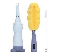 MAMJENNI Limpiador de Cepillo de Botella 3 en 1, Juego de Cepillo de Limpieza de Botella Duradero a Prueba de Desgaste de Silicona para el hogar (Azul)