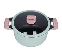 MAMJENNI Olla de sopa antiadherente con tapa, olla grande de 3,8 litros para cocinar en familia, distribución uniforme del calor, asas duraderas de acero inoxidable, apta para