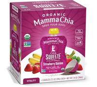 Mamma Chia Chia Squeeze Organic Vitality Snack, Strawberry Banana, 4 Count (Pack of 6)