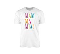 Mamma Mia - Camiseta con letras con efecto de purpurina - Teatro Musical Película Música Here We Go Again Sing Along Gift, White Prime, M