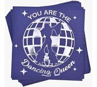 Mamma Mia Party Decorations- Servilletas de cóctel Dancing Queen - Fiesta Disco, despedida de soltera, Servilletas de fiesta de cumpleaños - Paquete de 52 unidades, 5 x 5 pulgadas plegadas