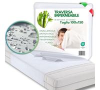 MammaVaiTra Protector de Cama Impermeable y Lavable de Bambú - 100 x 150 cm - Made in Italy - Certificado Oeko-Tex, Hipoalergénico, Transpirable, Antibacteriano