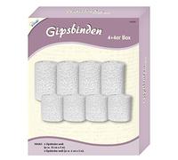 Mammut 144008 - Compresas de yeso (4 + 4 unidades, 8 unidades, 2 tamaños, accesorios y ampliación para yeso de la panza del bebé, para moldear un vientre de yeso para creatividad), color blanco, 1000