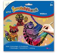 Mammut 158014 - Juego Completo de 4 Plantillas para rascar, diseño de Animales Salvajes, Alambre de Chenilla, Ojos móviles, palitos para rascar e Instrucciones, para niños a Partir de 3 años