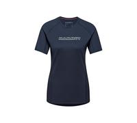 Mammut Selun FL T-Shirt Logo Women - Camiseta de Senderismo para Mujer | Manga Corta, Transpirable y con Protección Solar UPF 50+ | Talla S, Marine