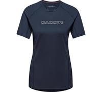 Mammut Selun FL T-Shirt Logo Women - Camiseta de Senderismo para Mujer | Manga Corta, Transpirable y con Protección Solar UPF 50+ | Talla S, Marine