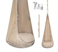 MAMOI® Capullo de Terciopelo - sillón Colgante para Interiores con cojín Suave, Asiento suspendido Elegante con Asas, Velvet Premium, Estructura Resistente con Elemento de suspensión