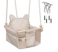 MAMOI Columpio infantil con cinturón de seguridad, altura ajustable 150-190 cm, columpio para casa, construcción estable, asiento de terciopelo, montaje fácil, columpio infantil para interior