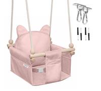 MAMOI Columpio infantil con cinturón de seguridad, altura ajustable 150-190 cm, columpio para casa, construcción estable, asiento de terciopelo, montaje fácil, columpio infantil para interior