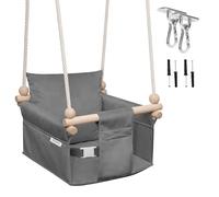 MAMOI Columpio infantil con cinturón de seguridad, altura ajustable 150-190 cm, para casa, construcción estable, asiento de terciopelo, montaje fácil, uso interior