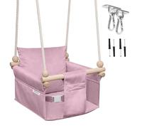 MAMOI Columpio infantil con cinturón de seguridad, altura ajustable 150-190 cm, para casa, construcción estable, asiento de terciopelo, montaje fácil, uso interior