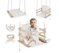 MAMOI Columpio para bebé, columpio para interior y exterior, columpio de madera, columpio para niños pequeños, para habitación infantil y marco de puerta, 3 en 2