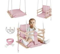 MAMOI Columpio para bebé, columpio para interior y exterior, columpio de madera, columpio para niños pequeños, para habitación infantil y marco de puerta, 3 en 4