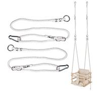 MAMOI® Cuerda de Columpio 50kg | 2 x extensión de Cuerdas para Columpio con mosquetón metálico de Columpio | Cuerda con mosquetón Natural | 100% Eco | Hecho en la UE