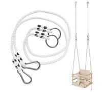 MAMOI® Cuerda de Columpio 50kg | 2 x extensión de Cuerdas para Columpio con mosquetón metálico de Columpio | Cuerda con mosquetón Natural | 100% Eco | Hecho en la UE