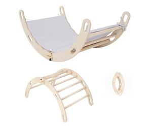 MAMOI® Gimnasio niños, Triángulo de Escalada de Materiales Naturales, Triángulo de Escalada para niños de Madera, Triángulo de Interior Exterior, Tabla Curva, Equilibrio niños | 100% Eco