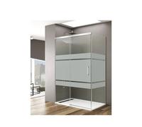 Mampara angular de 1 hoja corredera fabricada en vidrio templado serigrafiado de GME - 135 a 140 cm / 67 a 69 cm