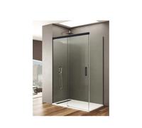 Mampara Angular Ducha 3 Hojas 2 Fijos 1 Corredera Negro Mate BASIC GME | A Medida - 140x80 cm