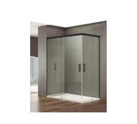 Mampara angular formada por dos hojas correderas y dos hojas fijas BASIC de GME - 110x70 cm / Sin perfil de compensación negro +1.5 cm