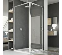 MAMPARA CABINA DE DUCHA APERTURA ABATIBLE HOJA CIERRE ANGULAR CRISTAL VIDRIO 185