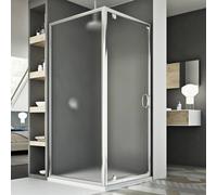 MAMPARA CABINA DE DUCHA APERTURA ABATIBLE HOJA CIERRE ANGULAR CRISTAL VIDRIO 185