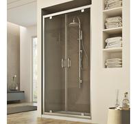 MAMPARA CABINA DE DUCHA NICHO PARED 2 PUERTAS ABATIBLES BAÑO CRISTAL 77-131 CM