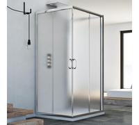 MAMPARA CABINA DE DUCHA TRES 3LADOS CORREDERA PARED FIJA CRISTAL BAÑO CENTRO 185