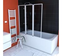 Mampara de bañera 3 hojas outline ahumado perfil blanco 143x125 cm