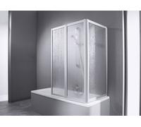 Mampara de bañera HÜPPE Combinett 2, 3 piezas, con segmento ancho, a medida, dimensiones de bañera 300-785mm, altura 1350-1500mm, AC0880055321, Cabinas de ducha: Color del perfil blanco Vidrio ESG tra