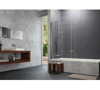 Mampara de bañera HÜPPE Design pure, 3 piezas, fijación a la izquierda, anchura 1200mm, alto 1500mm, 8P6501092381, Cabinas de ducha: Color de perfil cristal cromado brillante ESG cristal de espejo con