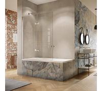 Mampara de bañera HÜPPE Solva, puerta abatible con bisagras, fijación izquierda, parcialmente enmarcada, anchura 1200mm, alto 1500mm, S26402092316, Cabinas de ducha: Perfil color plata alto brillo Vid