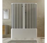 MAMPARA DE BANERA PLEGABLE PVC BLANCO H 150 ANGULAR APERTURA CENTRAL 3 LADOS