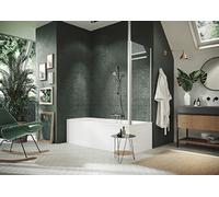 Mampara de baño HÜPPE Design pure, lateral, a medida, en alineación, ancho 200-1200mm, alto 1200-1500mm, 8P6881087380, Cabinas de ducha: Color de perfil cristal plateado mate ESG cristal de espejo