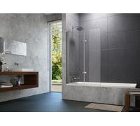 Mampara de baño HÜPPE Design pure, puerta plegable, fijación a la izquierda, anchura 1000mm, alto 1500mm, 8P2301182368, Cabinas de ducha: Color del perfil White Edition Vidrio ESG gris con antiplaca