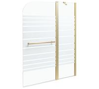 Mampara de baño minimalista con puerta de vidrio templado dorado 140 x 120 cm Tuapi