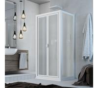 Mampara de Ducha 3 lados 70x85x70 CM H 185 de Acrílico color Blanco mod. Delta Trio