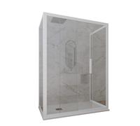 MAMPARA DE DUCHA 3 LADOS DESLIZANTE 70X120X70 CM PVC BLANCO VIDRIO GLAX
