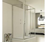 MAMPARA DE DUCHA 70X140X70 3 LADOS PARED 1 HOJA VIDRIO TRANSPARENTE CORREDERA