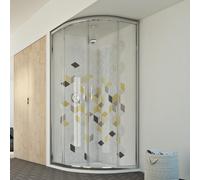 MAMPARA DE DUCHA 80X80 SEMICIRCULAR VIDRIO TRANSPARENTE PUERTAS CORREDERAS