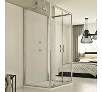 MAMPARA DE DUCHA 80X80X80 3 LADOS VIDRIO TRANSPARENTE 2 HOJAS ABATIBLES SALOON